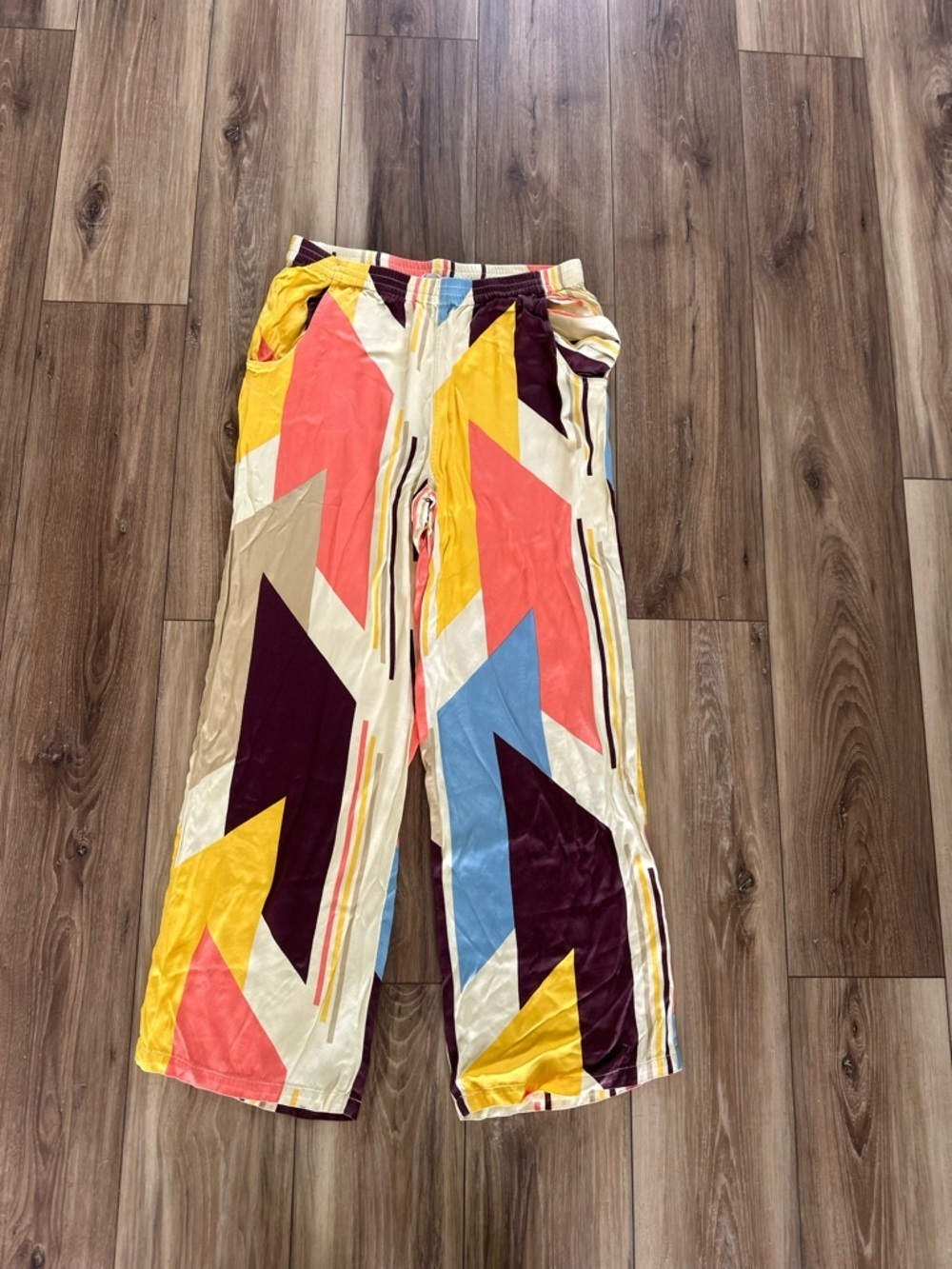 Soft surroundings womens Colorblock Geometric Wide Leg Pants size medium